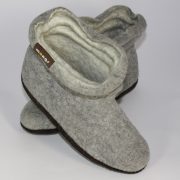 Warme Hausschuhe aus Filz mit Ledersohle und gestauchtem Schaft für Damen in der Farbe Grau - Lady Mongs Grau