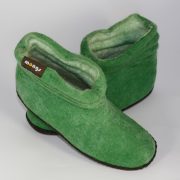 Warme Hausschuhe aus Filz mit Ledersohle und gestauchtem Schaft für Damen in der Farbe Grün - Lady Mongs Grün
