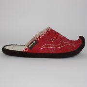 Hausschuhe aus Filz - Schlappen mit Ledersohle und hochgestellter Spitze für Damen und Herren in der Farbe Rot - Classic Mongs Rot