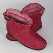 Warme Hausschuhe aus Filz mit Ledersohle und gestauchtem Schaft für Damen in der Farbe Pink - Lady Mongs Pink