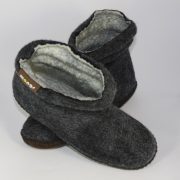 Warme Hausschuhe aus Filz mit Ledersohle und gestauchtem Schaft für Damen in der Farbe Schwarz - Lady Mongs Schwarz