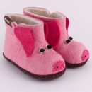 Warme Hausschuhe aus Filz mit Ledersohle für Babies und Kinder in der Farbe Rosa - Baby Piggy Rosa